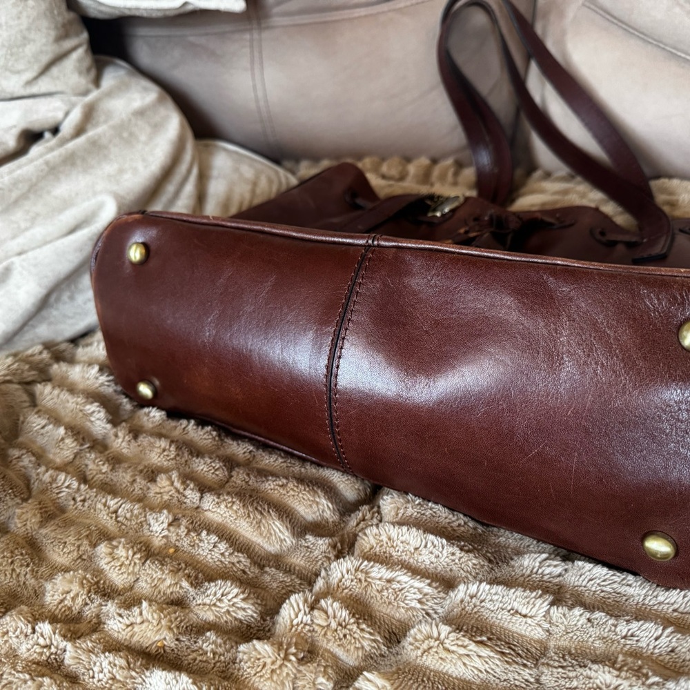 Patricia Nash Leather Drawstring Witney Tote - Distressed British Tan - Picture 3 of 12